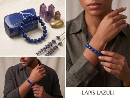 „Celestial Blue“ Perlenarmband | Königsblaues Halbedelstein-Accessoire als eleganter Blickfang zu hellen & dunklen Outfits