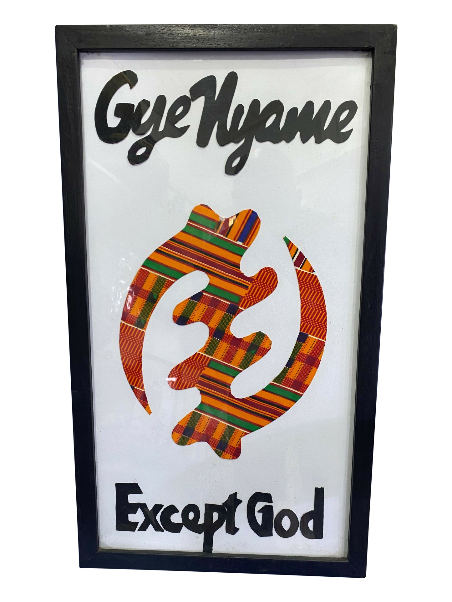 Gye Nyame „Except God“ Afrikanische Wandkunst im Rahmen (50 × 30 cm)