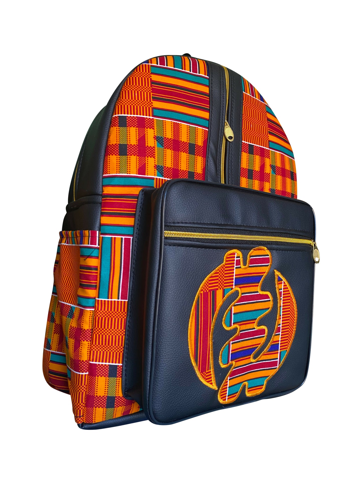 Red Ember Adinkra Rucksack Handgefertigt in Ghana mit warmen Mustern