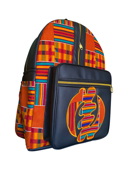 Red Ember Adinkra Rucksack Handgefertigt in Ghana mit warmen Mustern