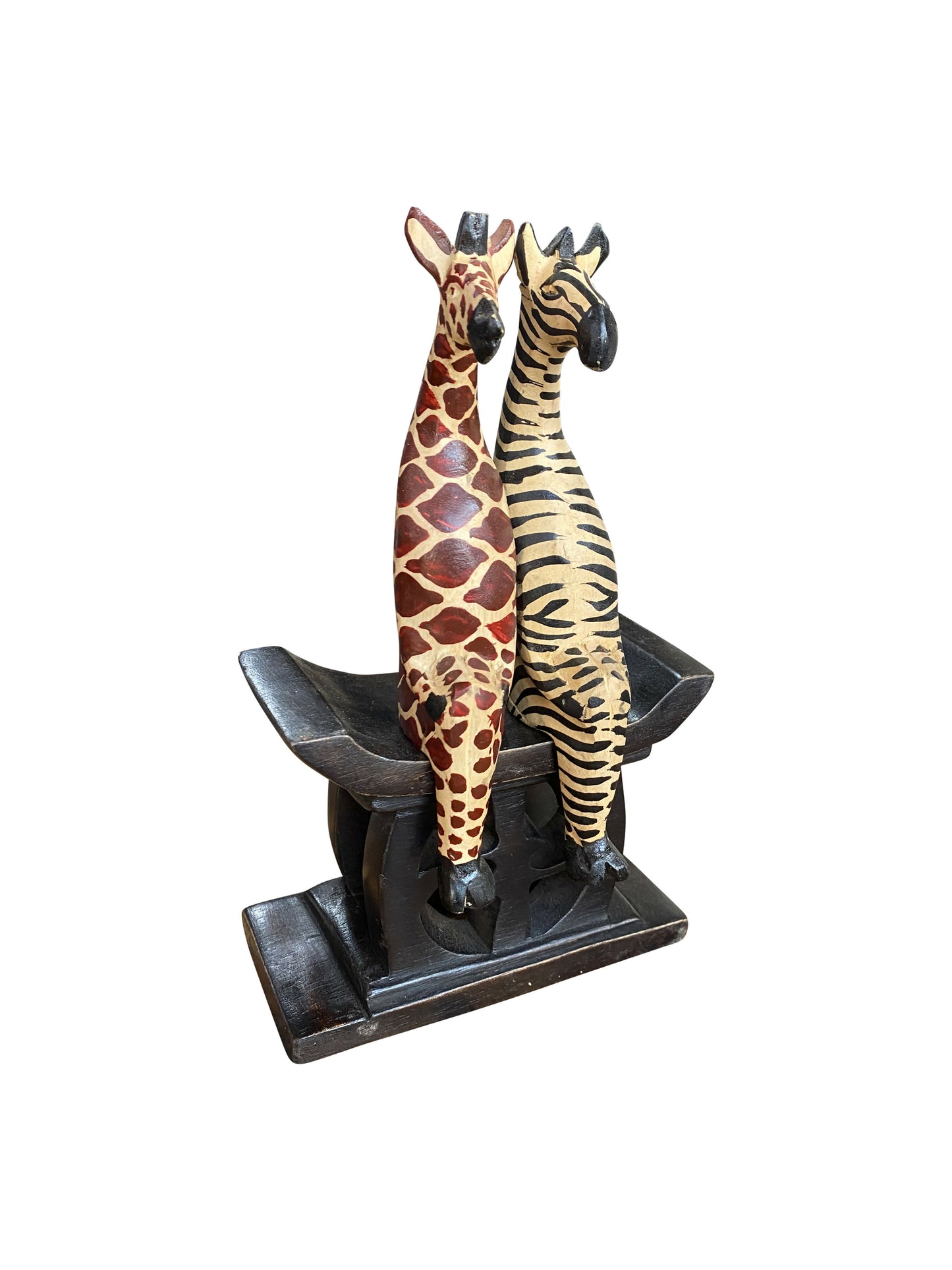 Giraffenliebe – Handgeschnitzte Ossese-Skulptur | Verspielte Eleganz in Holz (15 × 5 cm) | Einzeln erhältlich