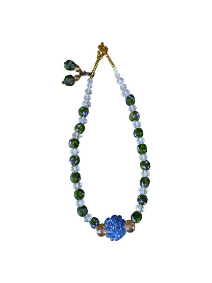 Traditional Trade Bead Set from Ghana, Handmade Necklace with Matching Earrings, Sugar Beads