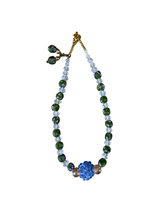 Traditionelles Trade Bead Set aus Ghana Handgefertigte Kette mit passenden Ohrringen