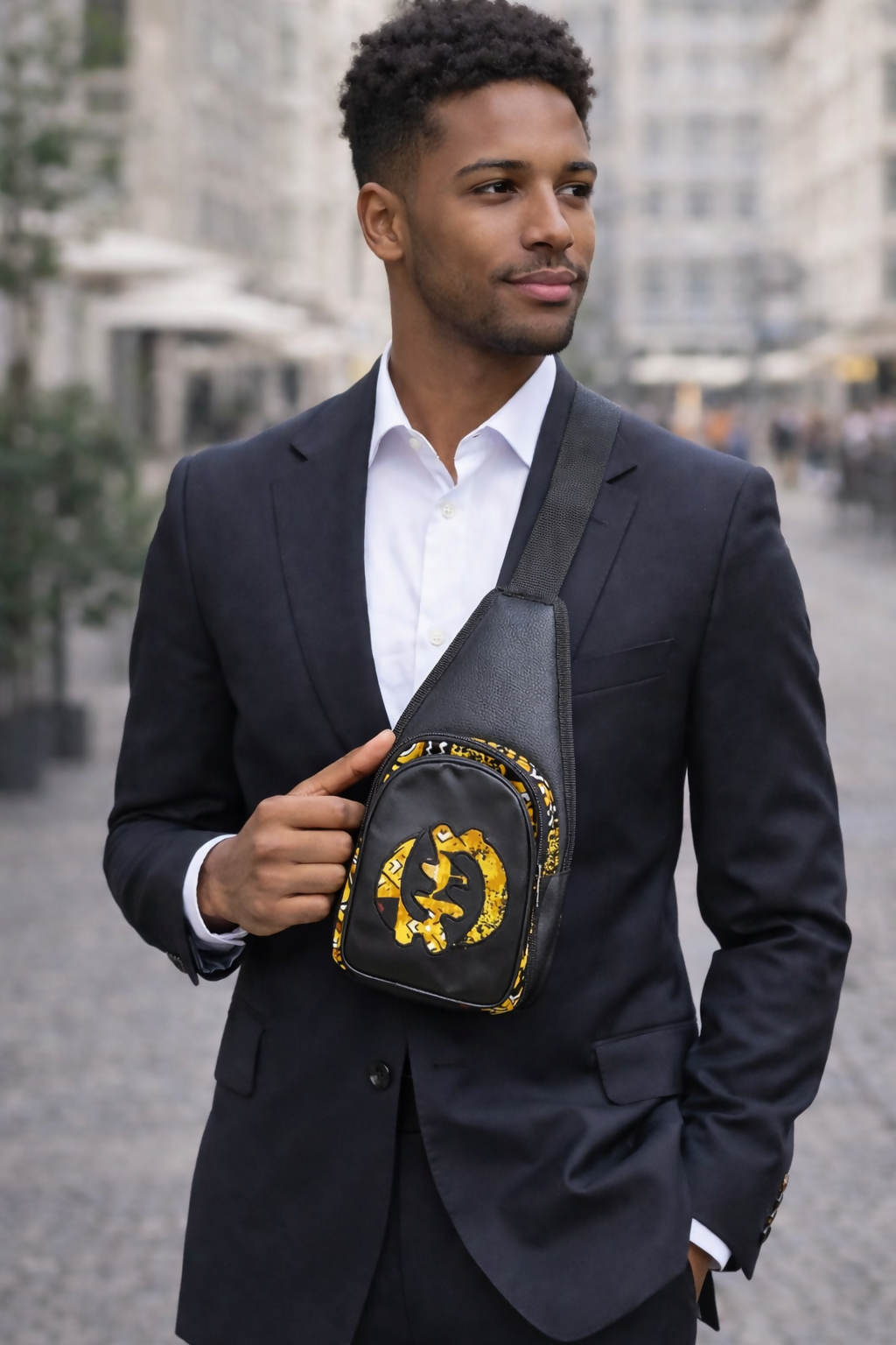 Soul of Ghana Sling Handgemachte Kente-Leder Tasche