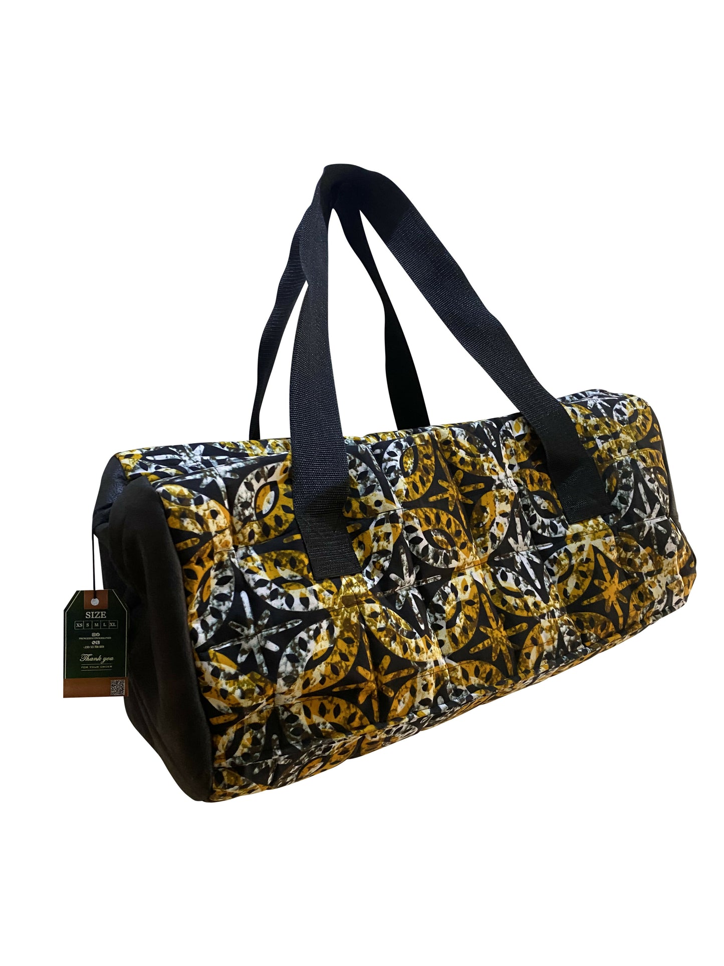 Kunstvolle Africa-Print Sport- und Reisetasche – 55×25×25 cm – Cotton/Leather Mix, Princella