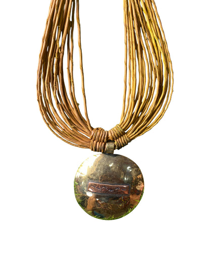 "Ancestral Bronze" Authentische Leder- und Bronzehalskette im Ethno-Stil