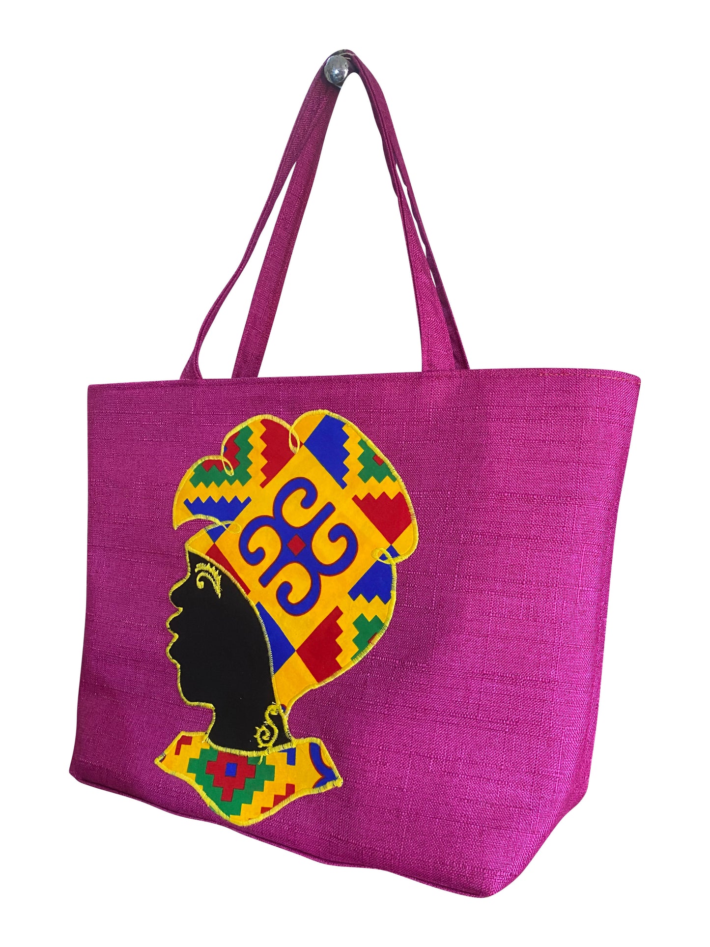 African Kente Cotton Tote Handgefertigte Statement-Tasche aus Baumwolle und Kente-Stoff