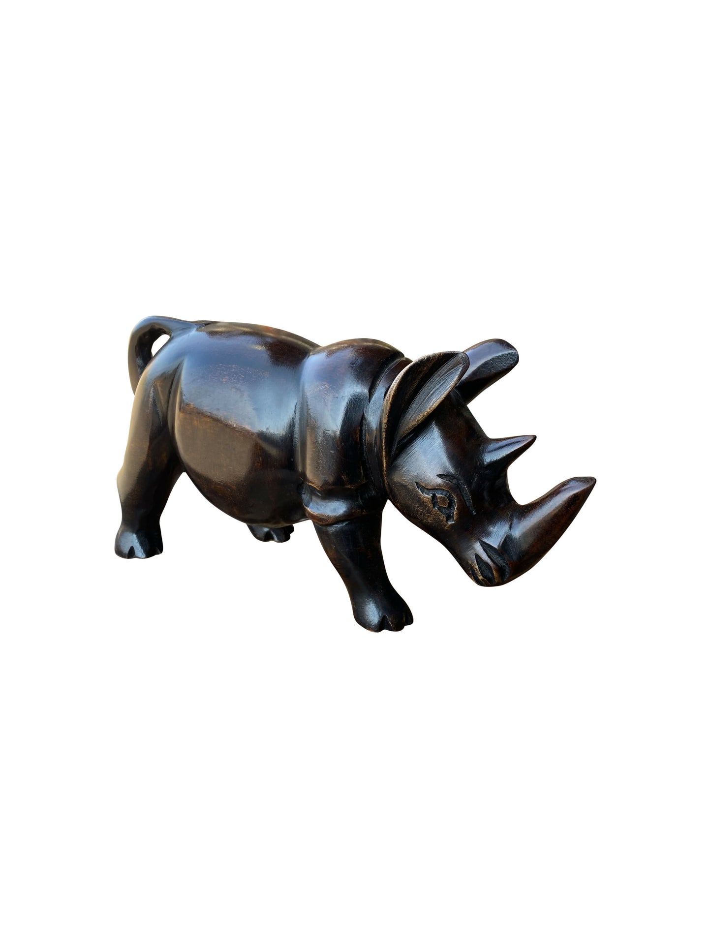 Majestätisches Nashorn aus Ebenholz – Handgeschnitztes Kunstwerk aus Ghana | Ausdruck von Stärke & Schutz (42 × 13 × 20 cm), Samuel