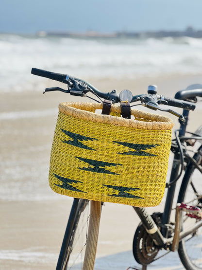 Handlebar bike basket, basket for bicycle, handmade bike basket, African bike basket, woven bike basket