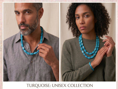„Lagoon Breeze“ Naturstein-Halskette | Kräftiges Blau zu All-Black-, Denim- & Festival-Outfits