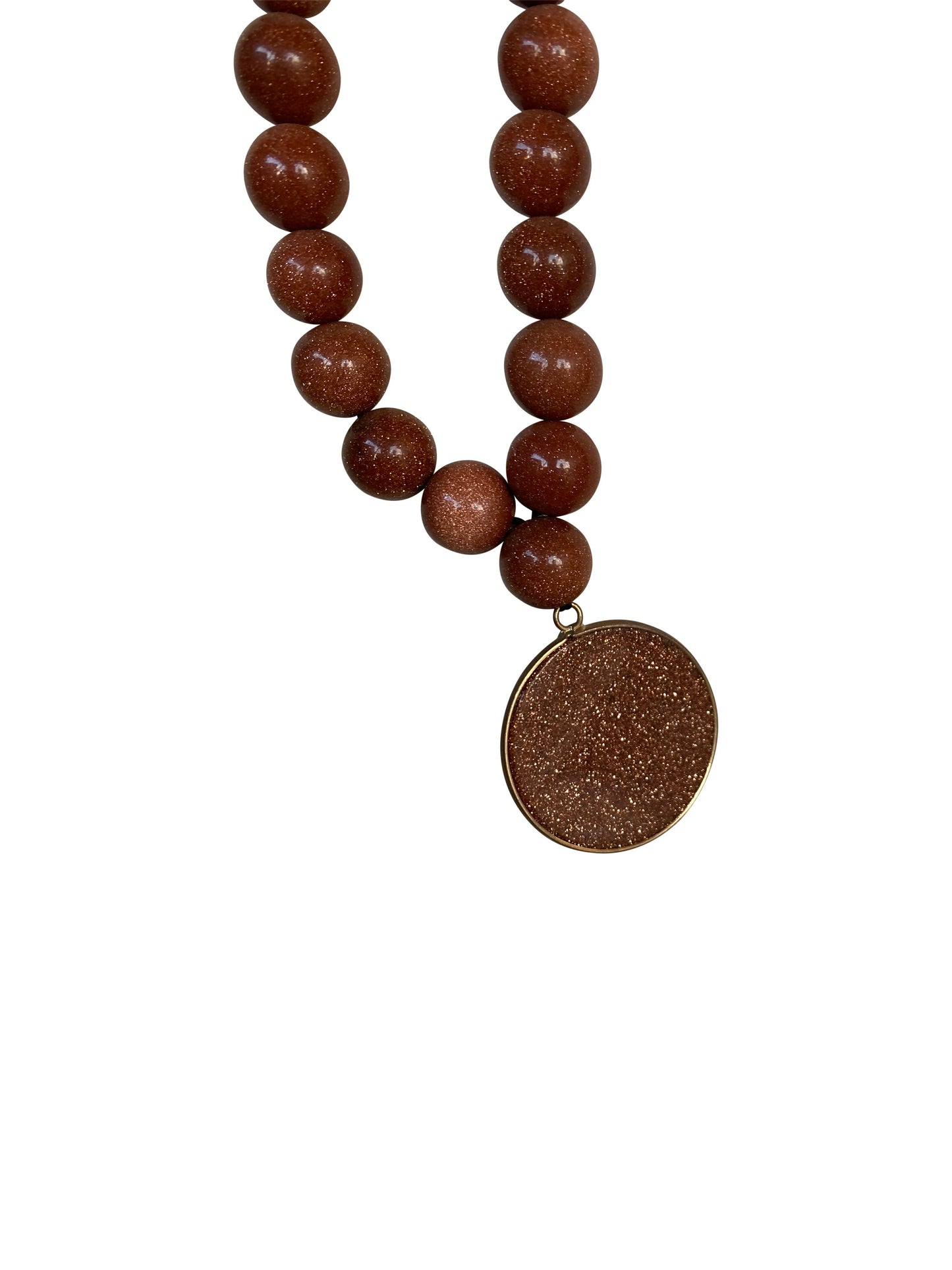 Schimmernde Schmuckkette mit rundem Goldfluss-Anhänger – Elegantes Statement (ca. 50 cm)