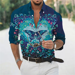 Camisa estampada de manga larga para hombre Seaside Vacation