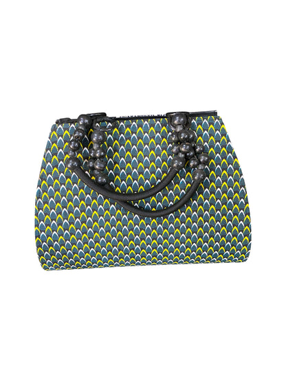 KENTE SCALE Elegant handbag with ebony wood beads from Ghana