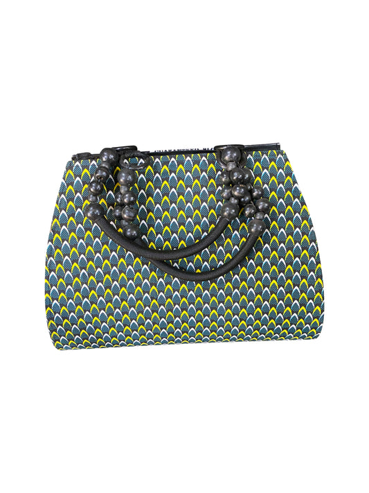 KENTE SCALE Elegante Handtasche mit Ebonyholz-Perlen aus Ghana