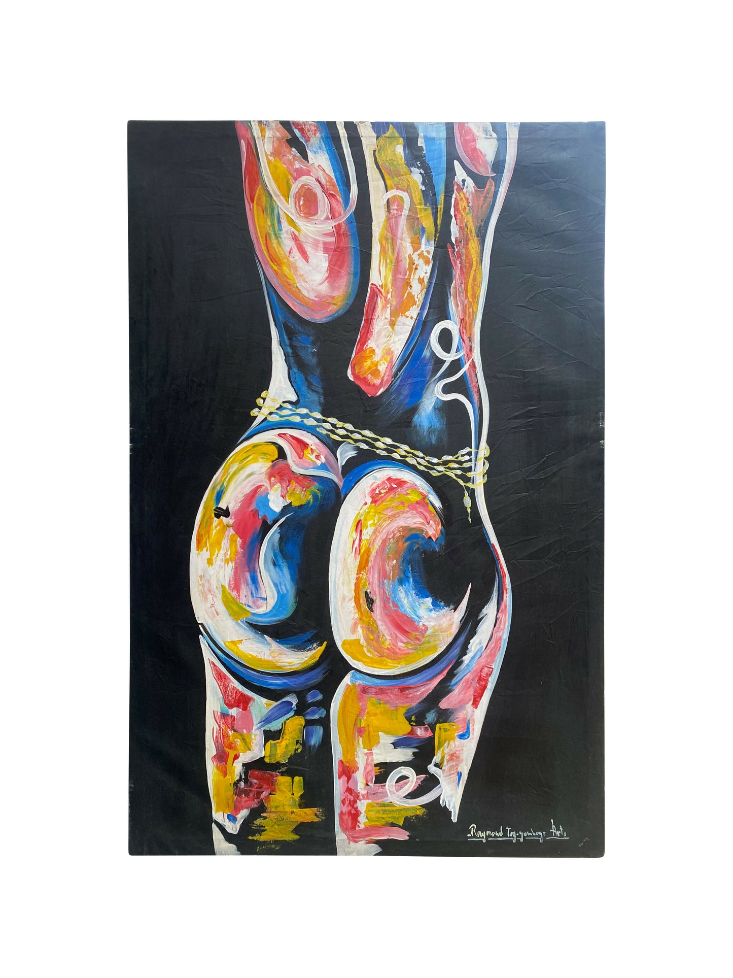Lebendige Formen“ – Abstraktes Acrylgemälde moderner afrikanischer Kunst (105x67 cm)