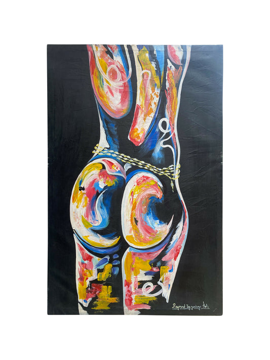 Lebendige Formen“ – Abstraktes Acrylgemälde moderner afrikanischer Kunst (105x67 cm)