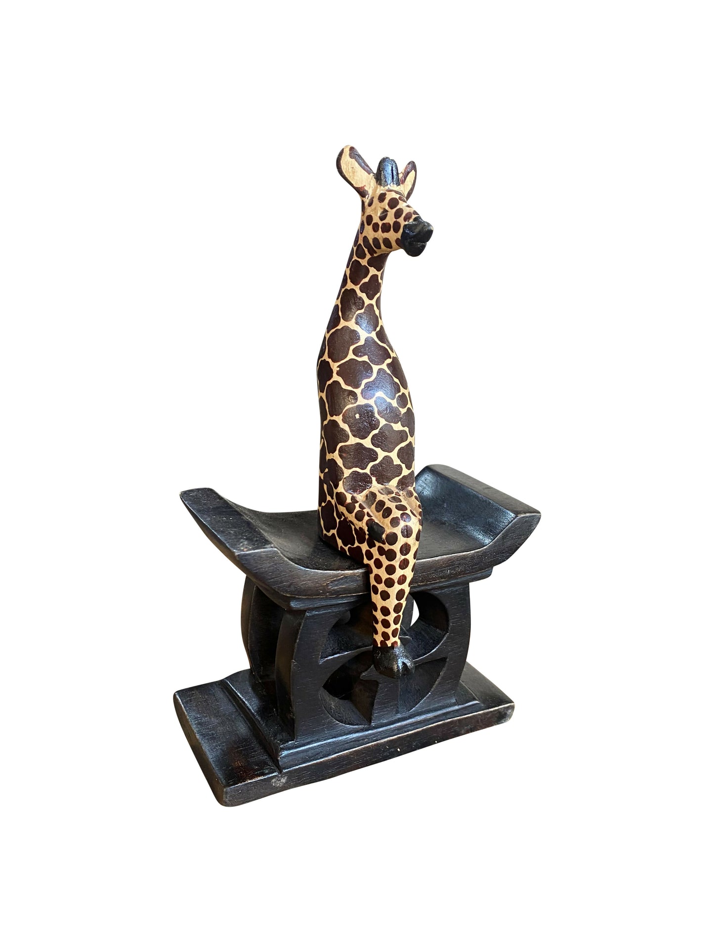 Giraffenliebe – Handgeschnitzte Ossese-Skulptur | Verspielte Eleganz in Holz (15 × 5 cm) | Einzeln erhältlich