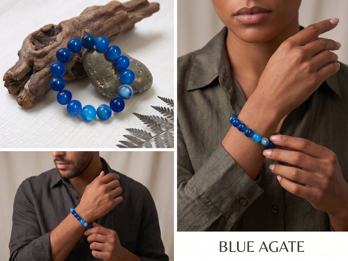 „Ocean Calm“ Achat-Armband | Strahlendes Naturstein-Armband in Königsblau & Türkis für Sommer- & Casual-Looks (17–19 cm)