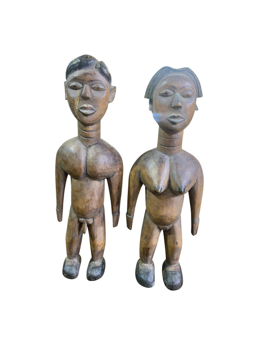 Ewe Zwillingsfiguren Paar – Replikat traditioneller Holzskulpturen aus Ebenholz