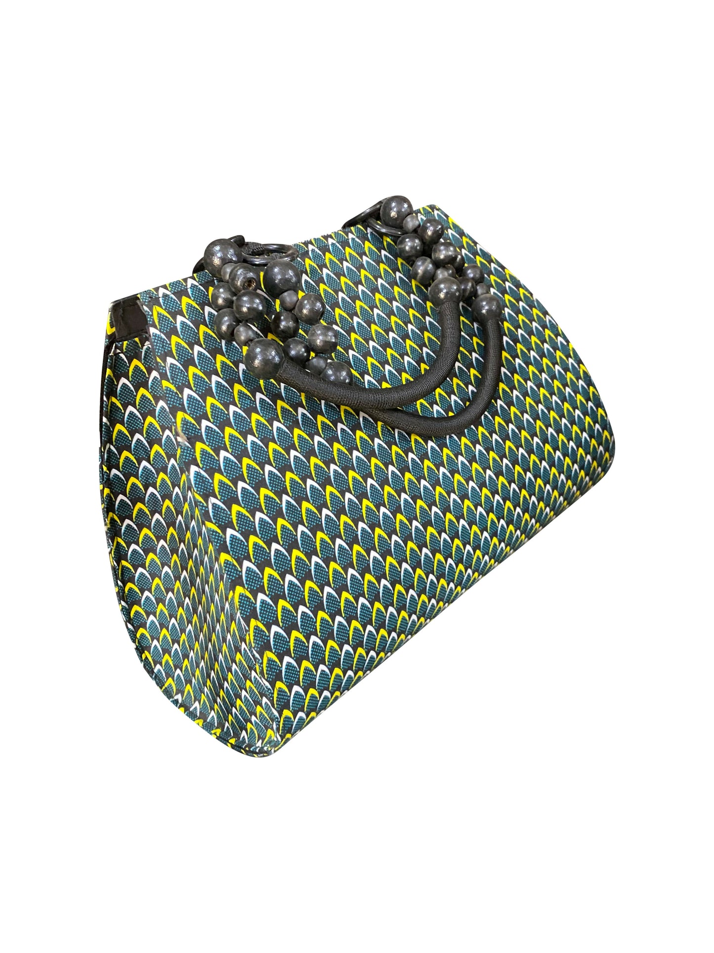 KENTE SCALE Elegant handbag with ebony wood beads from Ghana