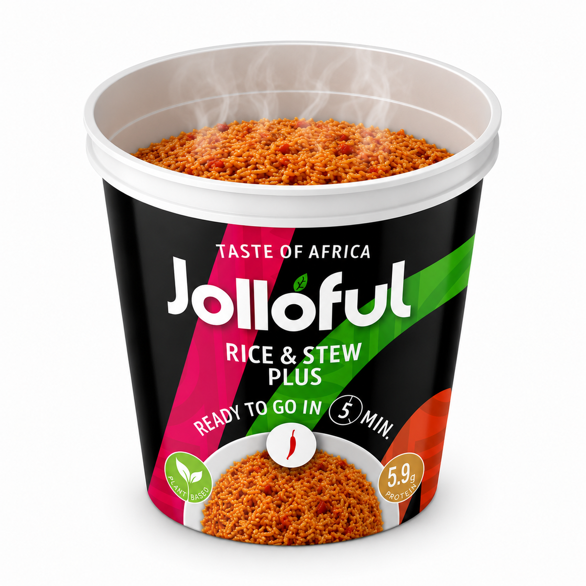 Jolloful Taste of Africa Probierpaket (8er-Box) | Vegane afrikanische Fertiggerichte im Becher – 4 Sorten (je 2x)
