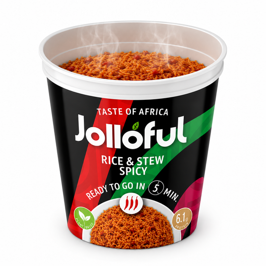 Jolloful Taste of Africa Probierpaket (8er-Box) | Vegane afrikanische Fertiggerichte im Becher – 4 Sorten (je 2x)