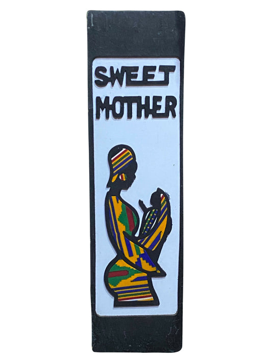 Sweet Mother Handgefertigte Wandkunst aus Ghana auf Ebenholz