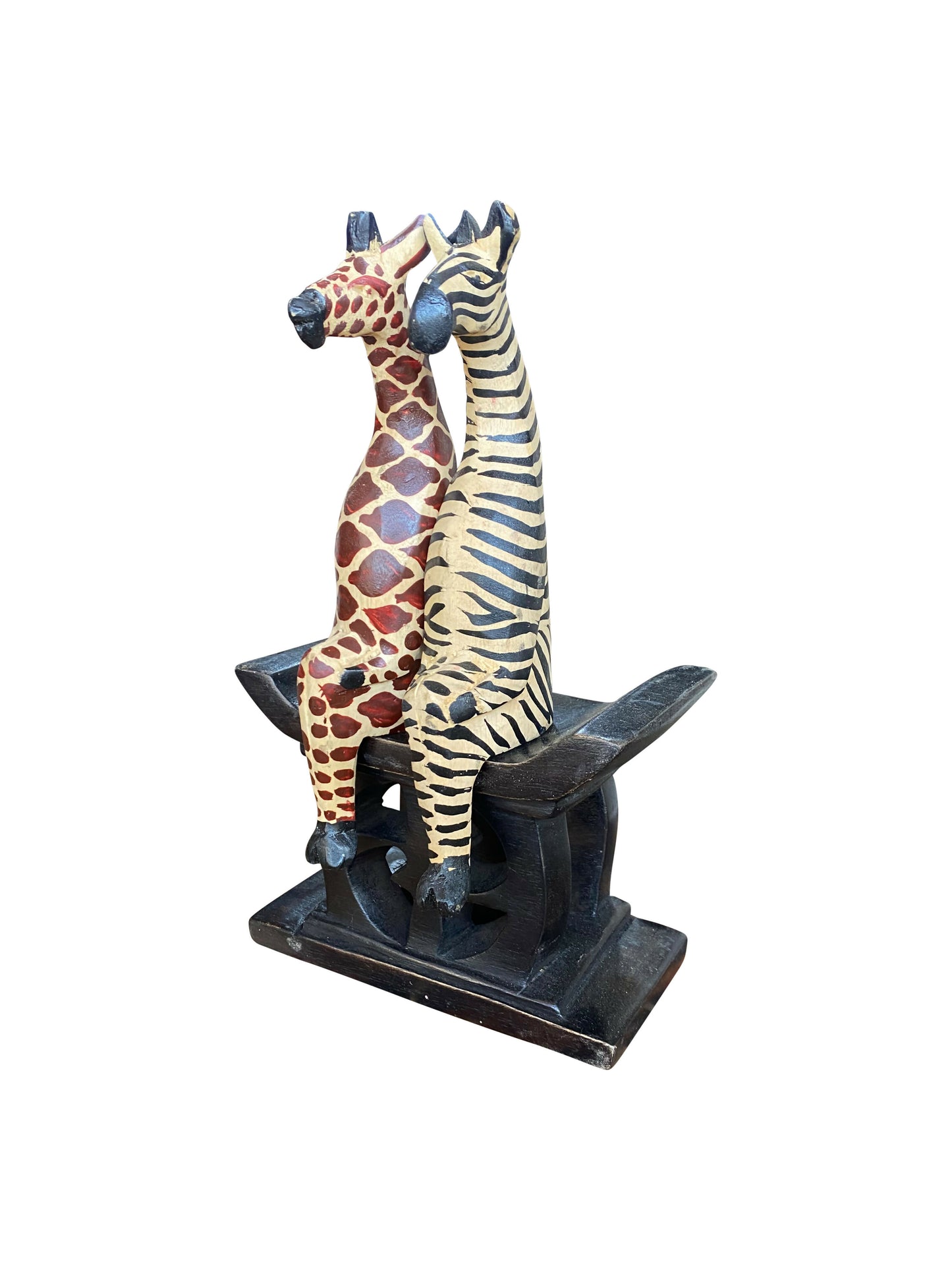 Giraffenliebe – Handgeschnitzte Ossese-Skulptur | Verspielte Eleganz in Holz (15 × 5 cm) | Einzeln erhältlich