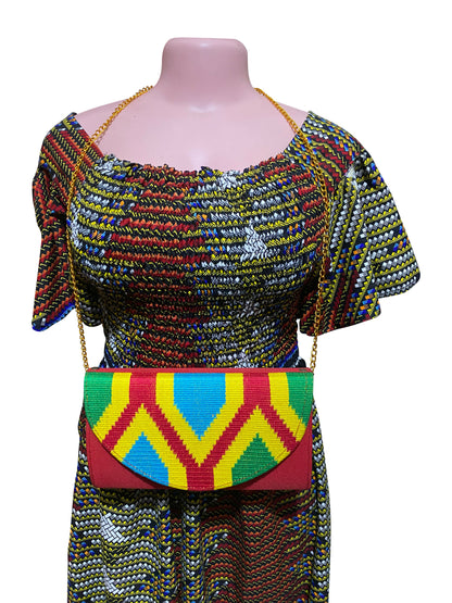 Handmade Kente bag from Ghana, crossbody/clutch