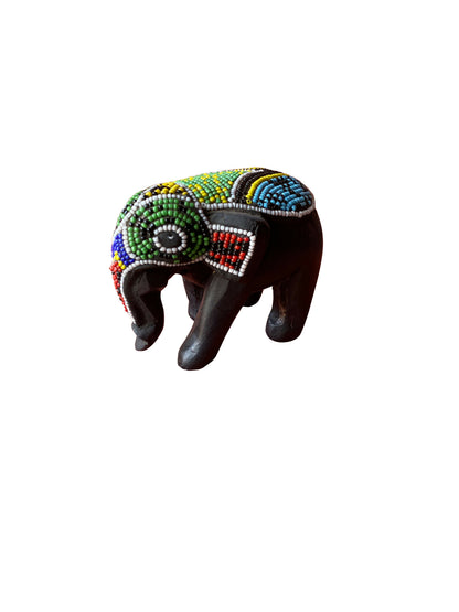 Colorful Mini Elephant from Osesse Wood with Glass Beads