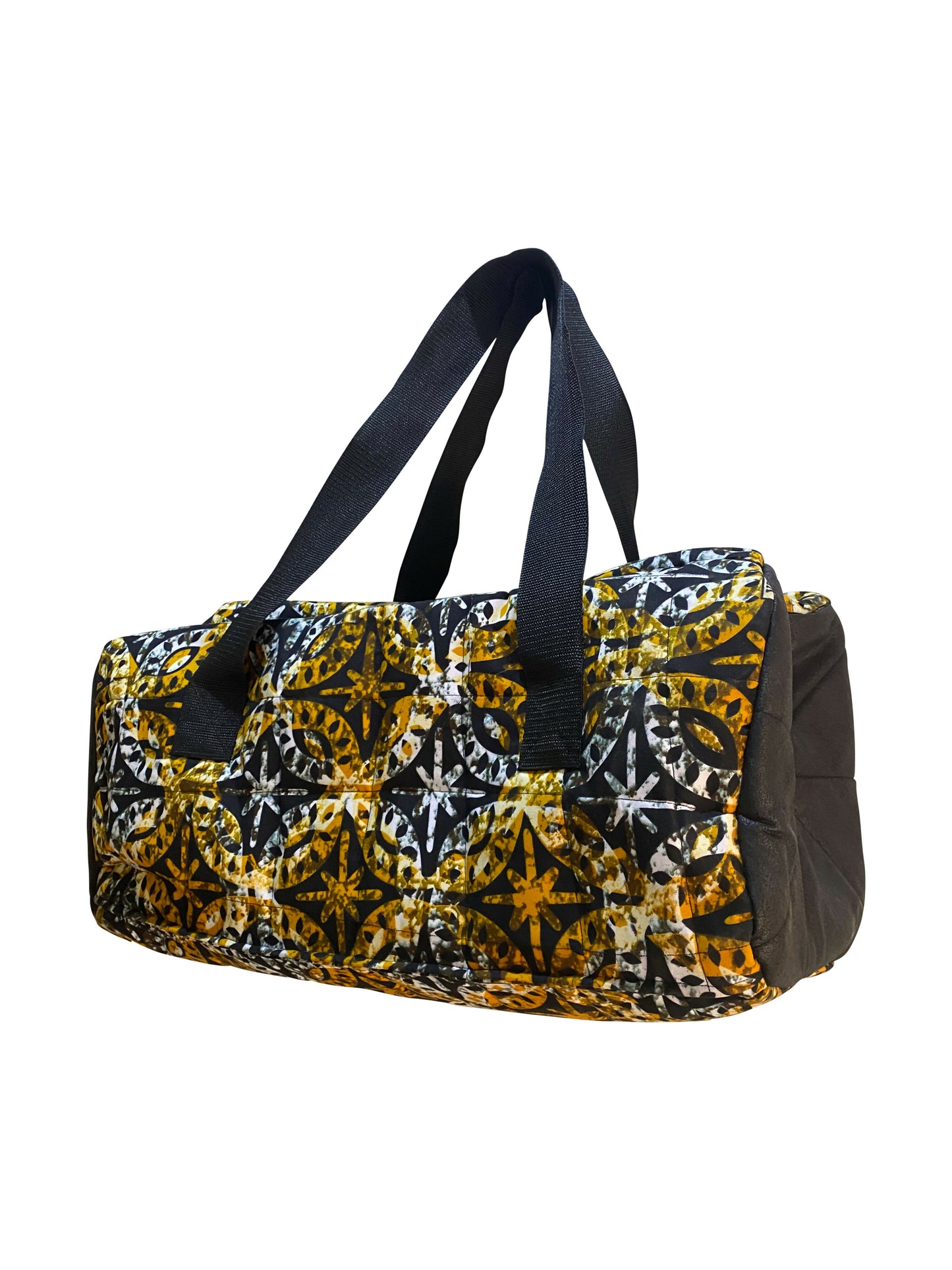 Kunstvolle Africa-Print Sport- und Reisetasche – 55×25×25 cm – Cotton/Leather Mix, Princella