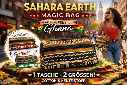 SAHARA EARTH MAGIC BAG Verwandlungs Mini Tasche aus Cotton und Kente