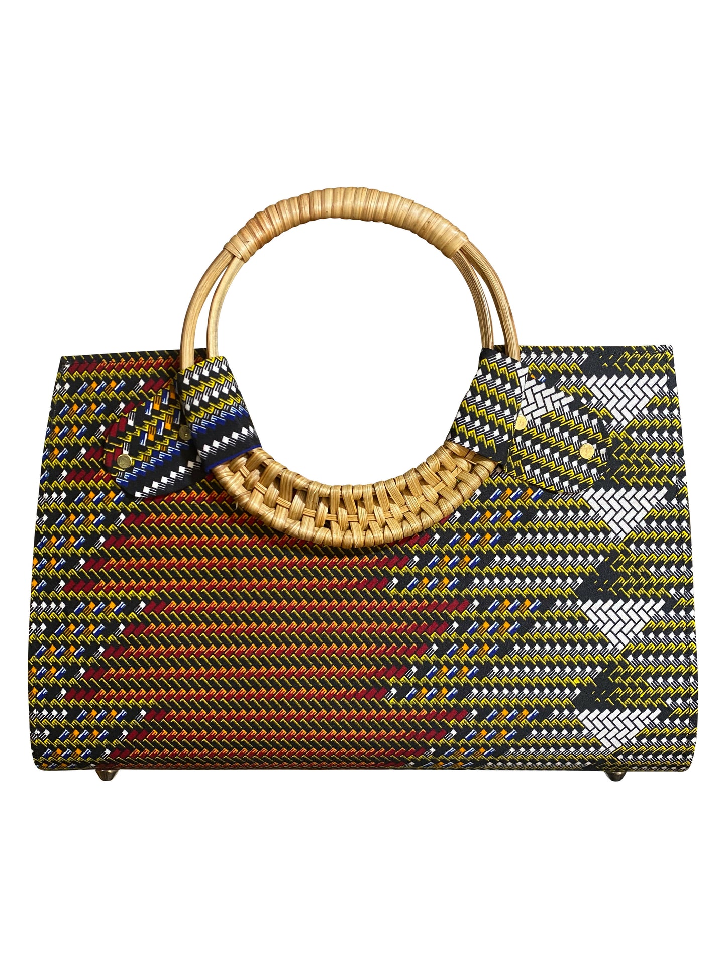 African Kente Handbag Stilvolle Handtasche mit Bambusgriffen