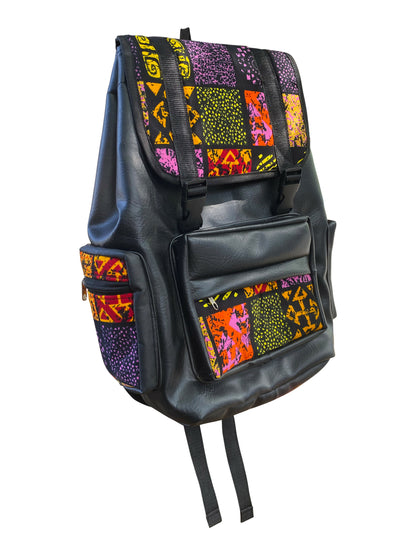 Nomad Edition – African Pattern Leder-Rucksack (40×40×20 cm)