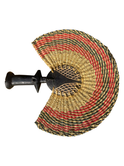 „Natur & Handarbeit“ Fächer – Elefantengras + Hartholz (36×34 cm)