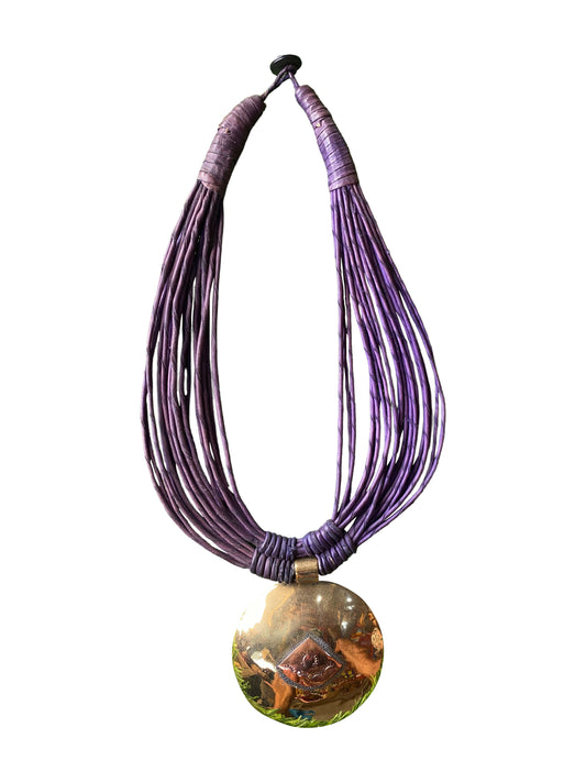 "Circle of Strength" Ethnische Bronze-Kette mit rundem Anhänger aus Handarbeit