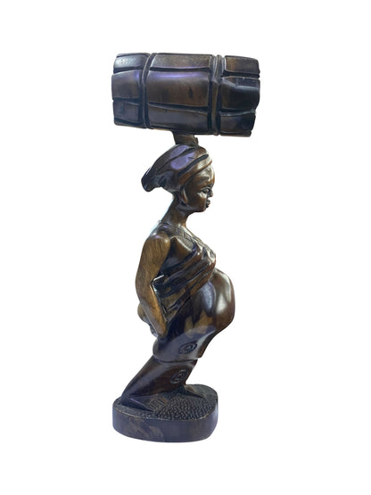 No Food for Lazy Women – Ausdrucksstarke Ebenholz-Skulptur | Symbol für Stärke, Fleiß & Selbstbestimmung (36 × 12 cm)