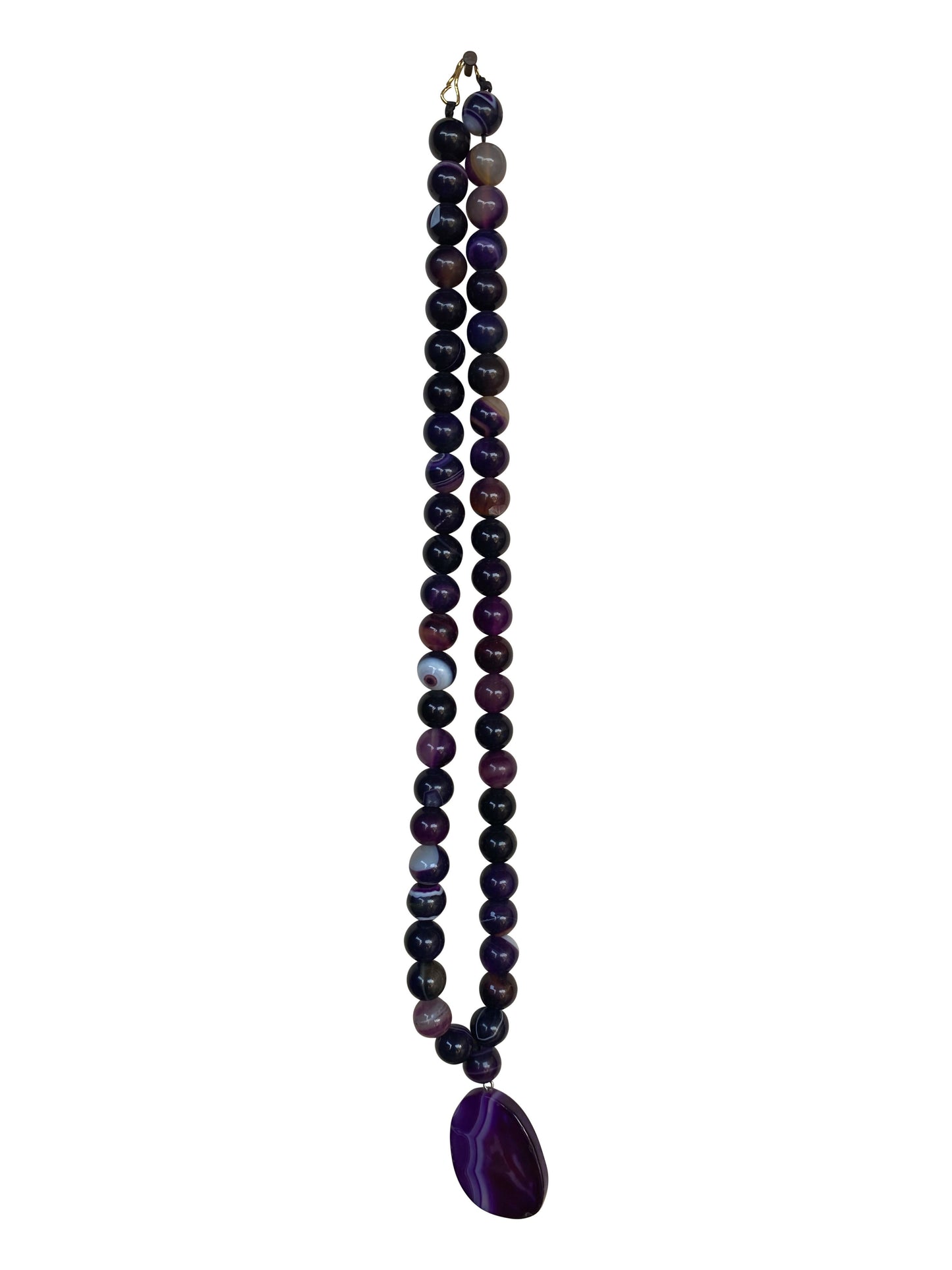 Edelstein-Kette mit violettem Achat-Anhänger – Ausdrucksstark & elegant (ca. 50 cm)