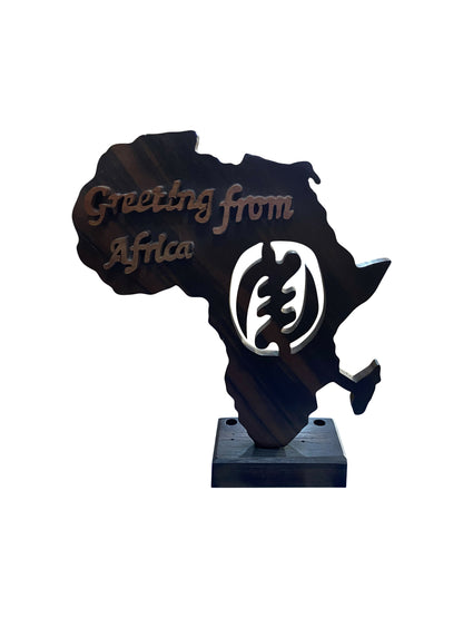 Stifthalter „Greeting from Africa“ aus Ebenholz – Handgefertigtes Kontinent-Design (25 × 16 × 5 cm)
