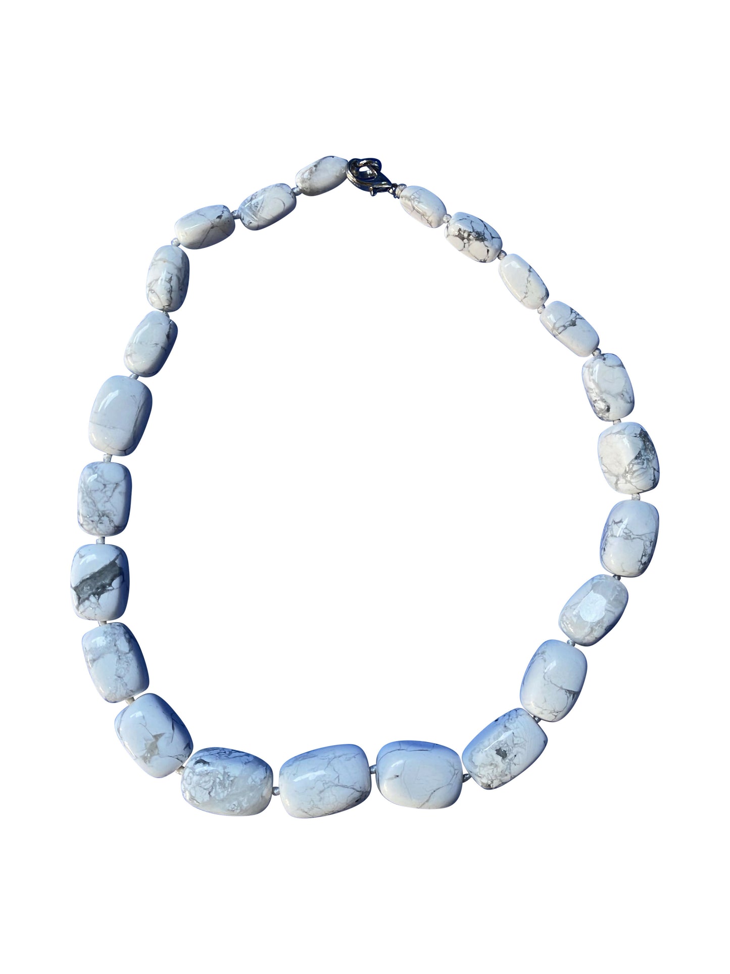Delicate white Howlite necklace with oval stones