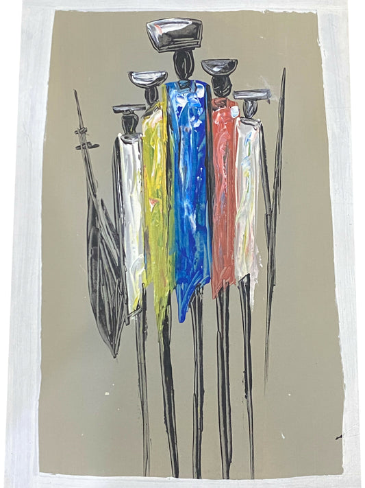 " Still Balance / Tragende Gemeinschaft" Handgemaltes Acrylbild aus Ghana (50 × 69 cm)