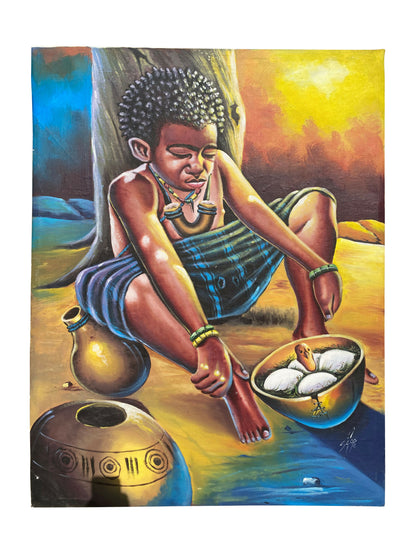 Child of the Earth – Original acrylic painting on canvas | Symbol of innocence and connection to nature (121 × 90 cm), Michael