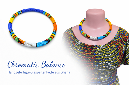 „Chromatic Balance“ Handgefertigte Glasperlenkette aus Ghana