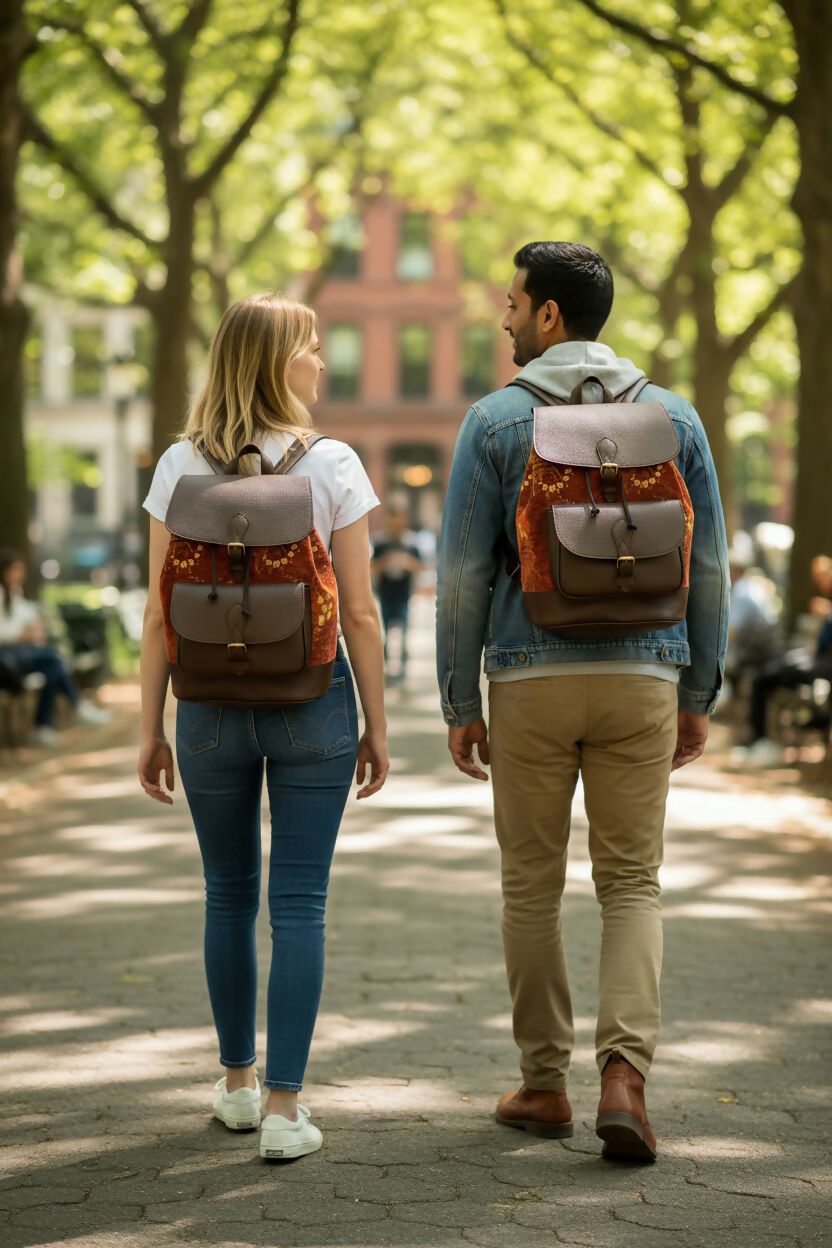„Sahara Brown“ Unisex Rucksack aus echtem Leder und Jute Ghana Handmade