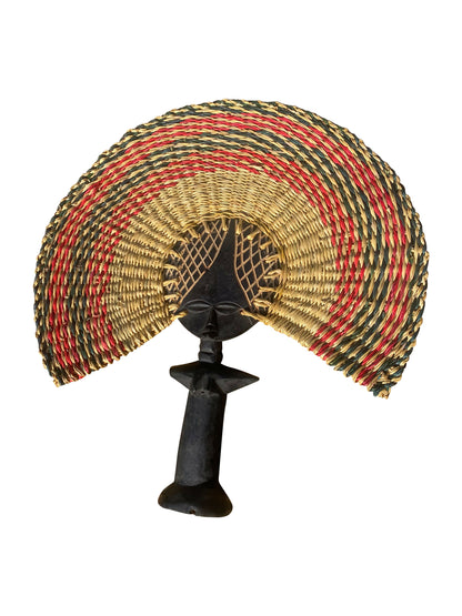 „Natur & Handarbeit“ Fächer – Elefantengras + Hartholz (36×34 cm)