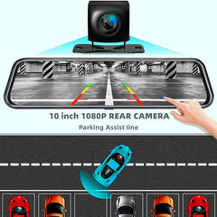 🚗📸 Máxima Seguridad y Visión! 📸🚗 Cámara de Salpicadero con Espejo Retrovisor y Grabación Dual Delantera y Trasera