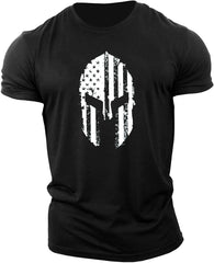 Camiseta de gimnasio de algodón de manga corta con casco para hombre