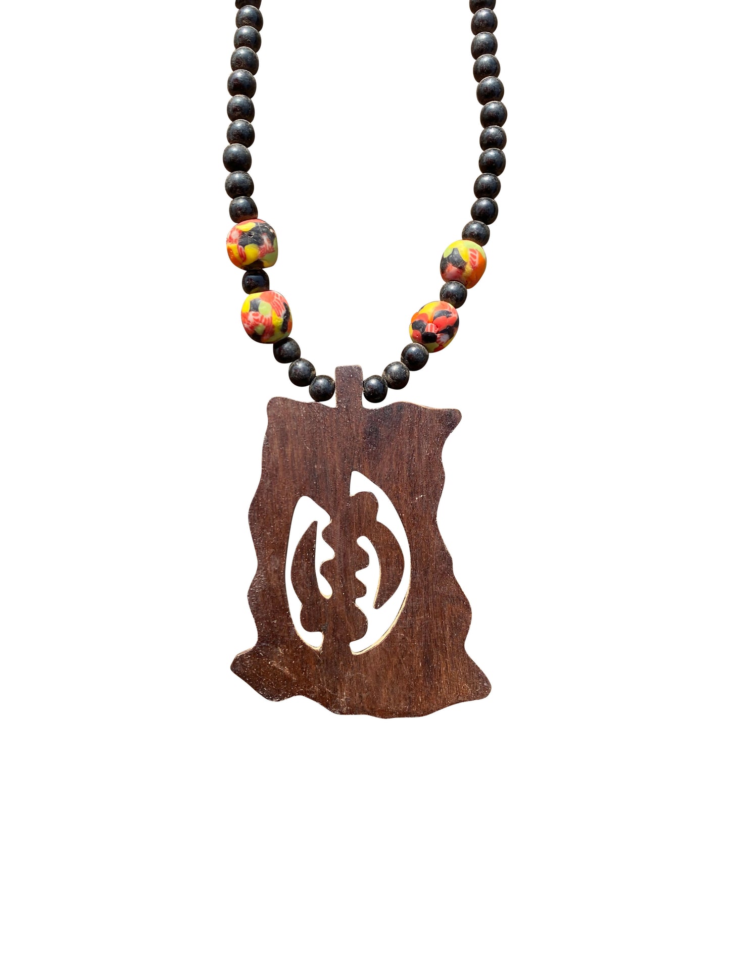 „Ghana Spirit Pendant“ Handgefertigte Holzperlenkette aus Ghana