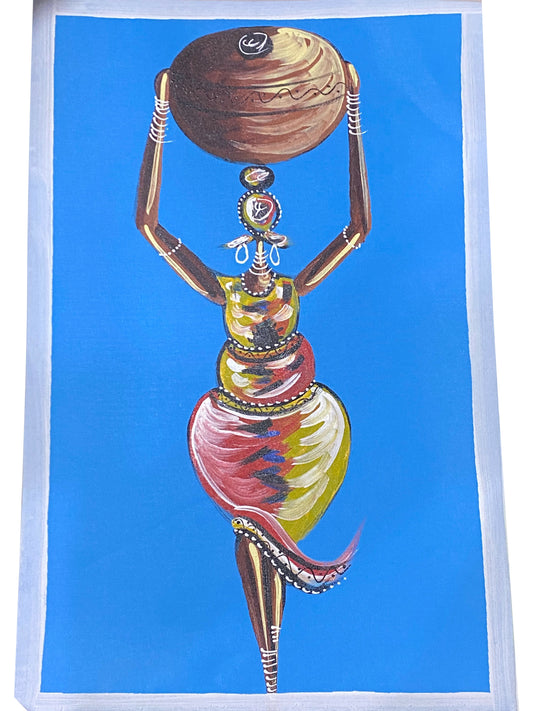 "Balance of Grace/ Anmut im Gleichgewicht" Handgemaltes Acrylbild aus Ghana (50 × 69 cm)