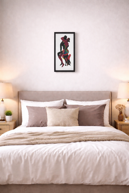 Afrikanisches Paar in Umarmung Handgefertigte Wandkunst (50 × 30 cm)